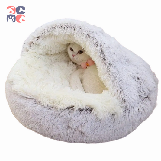 CozyNest Haven: Ultimate 2-in-1 Plush Bed & Cave for Small Pets