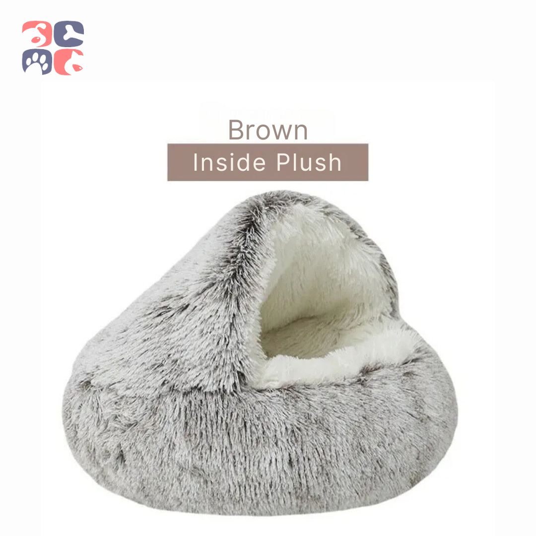 CozyNest Haven: Ultimate 2-in-1 Plush Bed & Cave for Small Pets