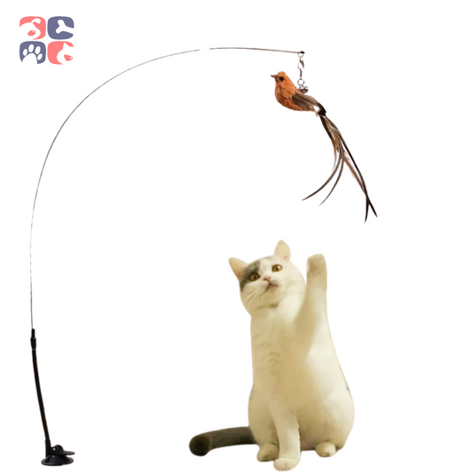 FeatherFrenzy Pro: Ultimate Cat Teaser with Upgraded Steel Wire & Suction Cup